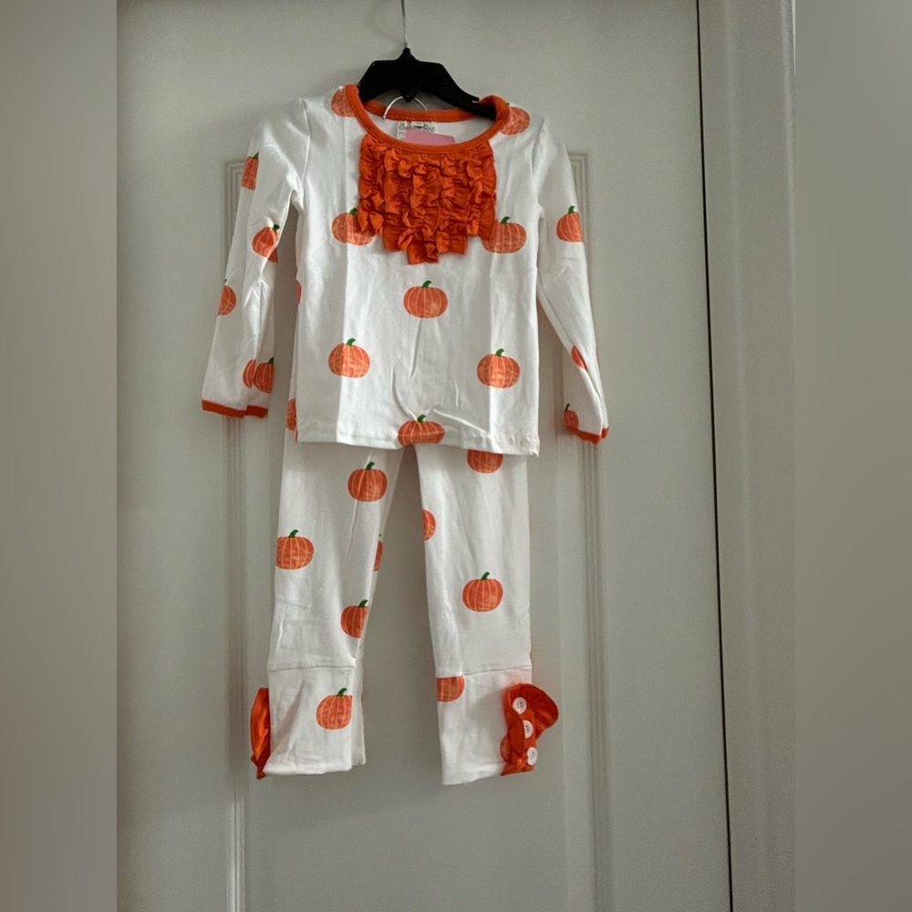 Sugar Bee Pumpkin Ruffle Buttflap Pajamas